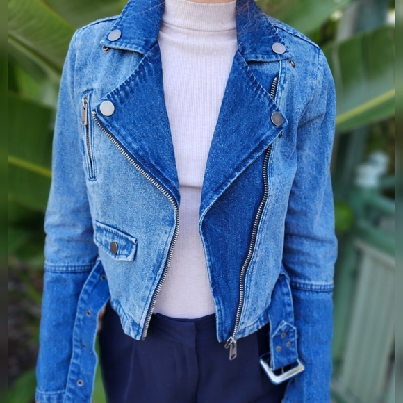 Roxy Denim Biker Jacket XS RRP 140 - Picture 5 of 16